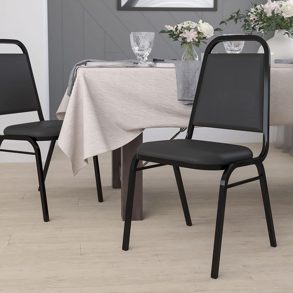 Flash Furniture Hercules Trapezoidal Back Stackable Banquet Chair, Black