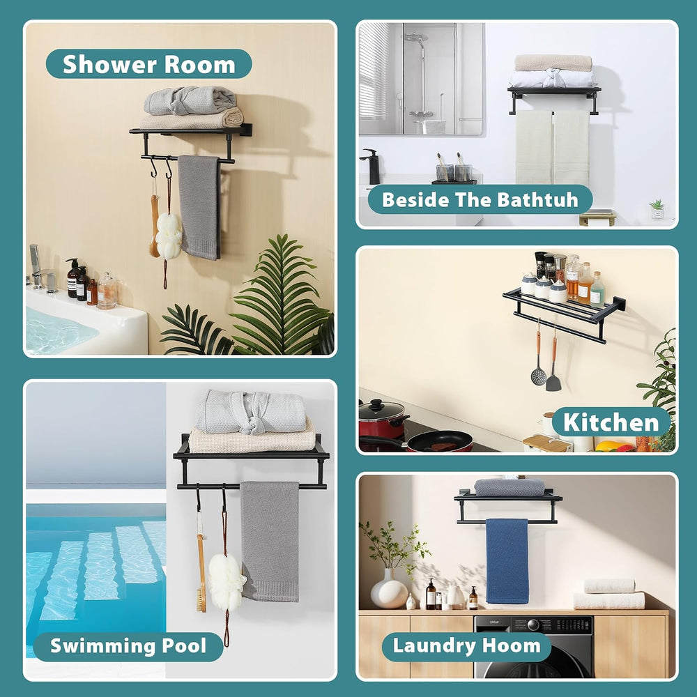 Alise Towel Racks for Bathroom Wall Mount 16 Inch,Matte Black