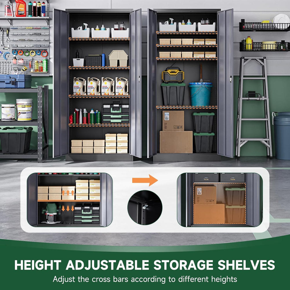 Letaya Metal Garage Storage Cabinets with Lock Door and Adjustable Shelves, S...