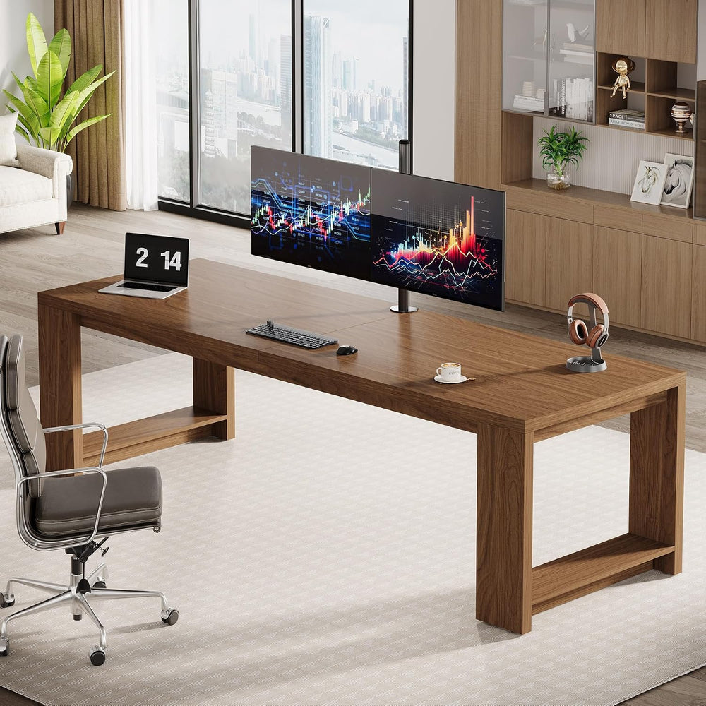 Tribesigns Two Person Desk, 86.6-Inch Extra Long Desk, Double Computer Desk