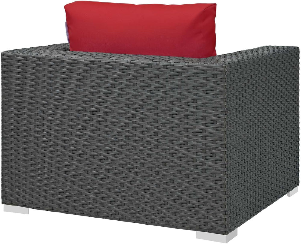 Modway EEI-1850-CHC-RED Sojourn Wicker Rattan Outdoor Patio Sunbrella Fabric,...