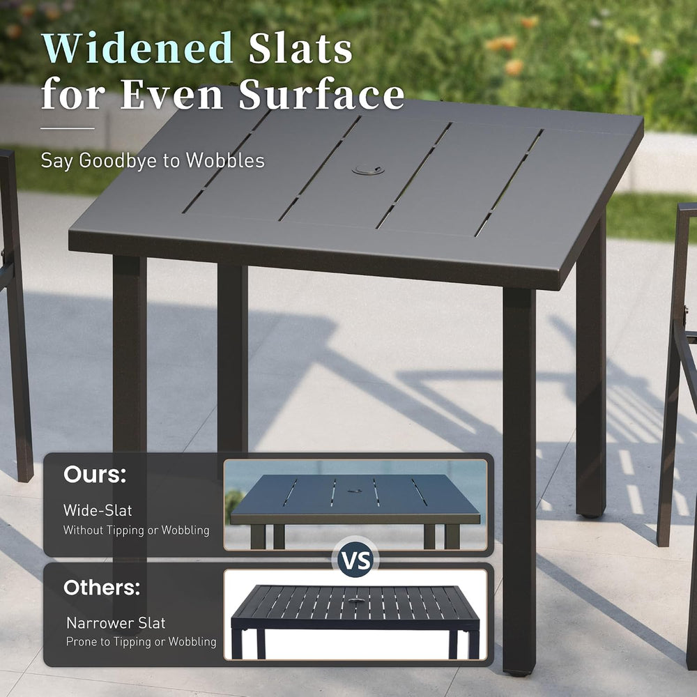 SUNSHINE VALLEY 5pc Patio Dining Set, 34.2" Square Table & 4 Rattan ...