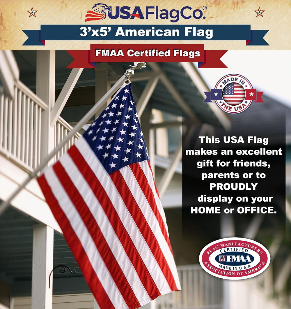American Flags for Outside 3x5 - USA Flag Co. American Flag Made in USA: Embr...