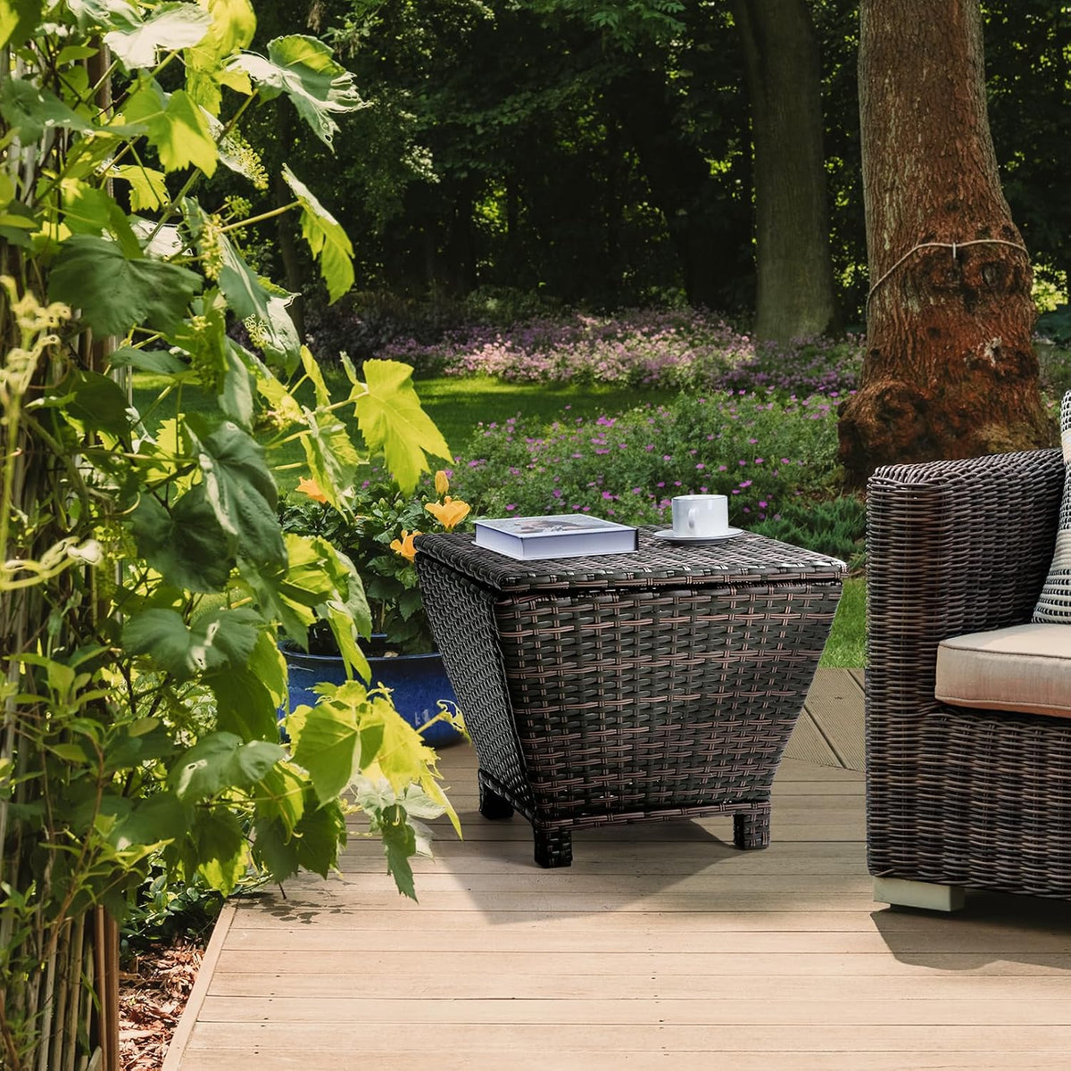 vingli outdoor side table with storage, 13-gallon patio on a desk or shelf