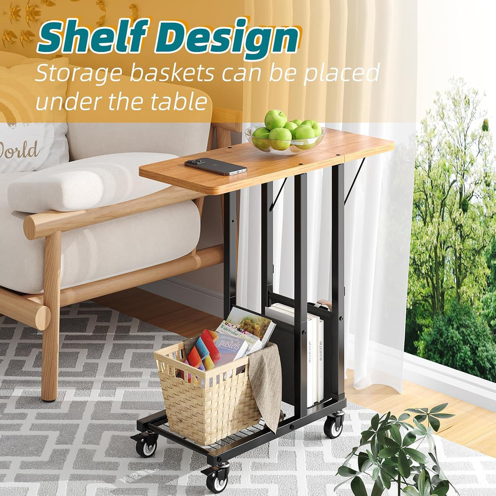 Simple Trending C Shaped End Table, Folding TV Tray Couch Side Table for Sofa...