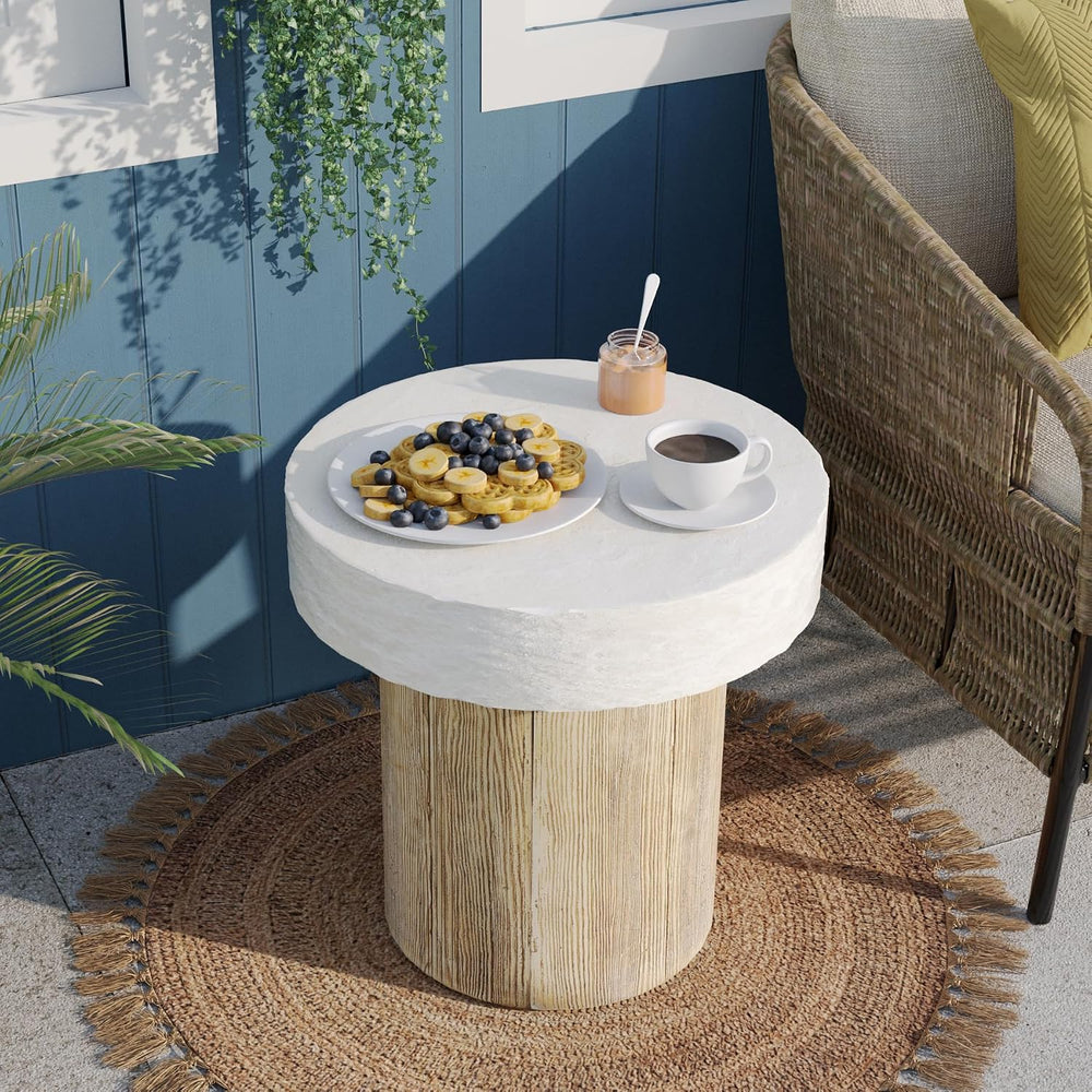 SUNBURY Outdoor Concrete Coffee Table, 20" W Patio Dining Table Round