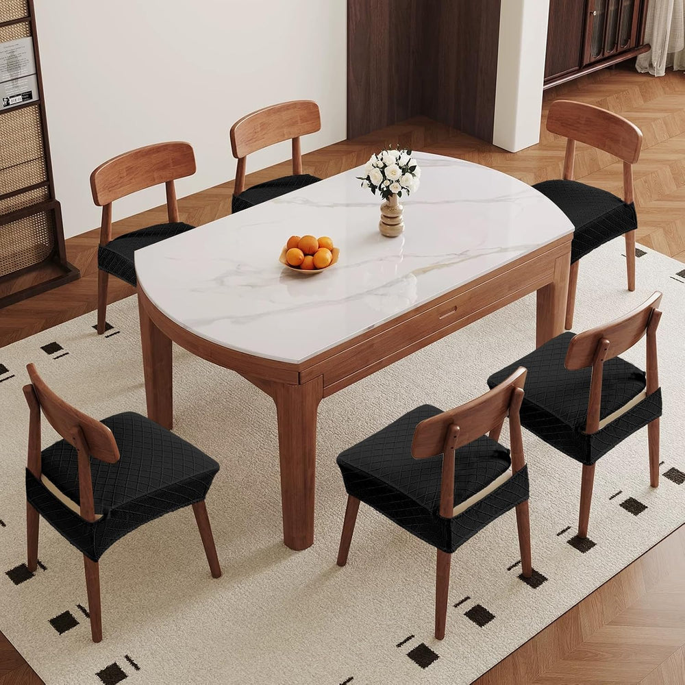 Genina Waterproof Chair Covers Set of 6,No Rear Covers,Black