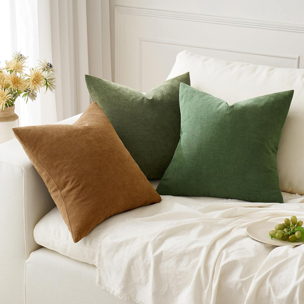 MIULEE Bronze Chenille Couch Euro Throw Pillow Covers, 26x26