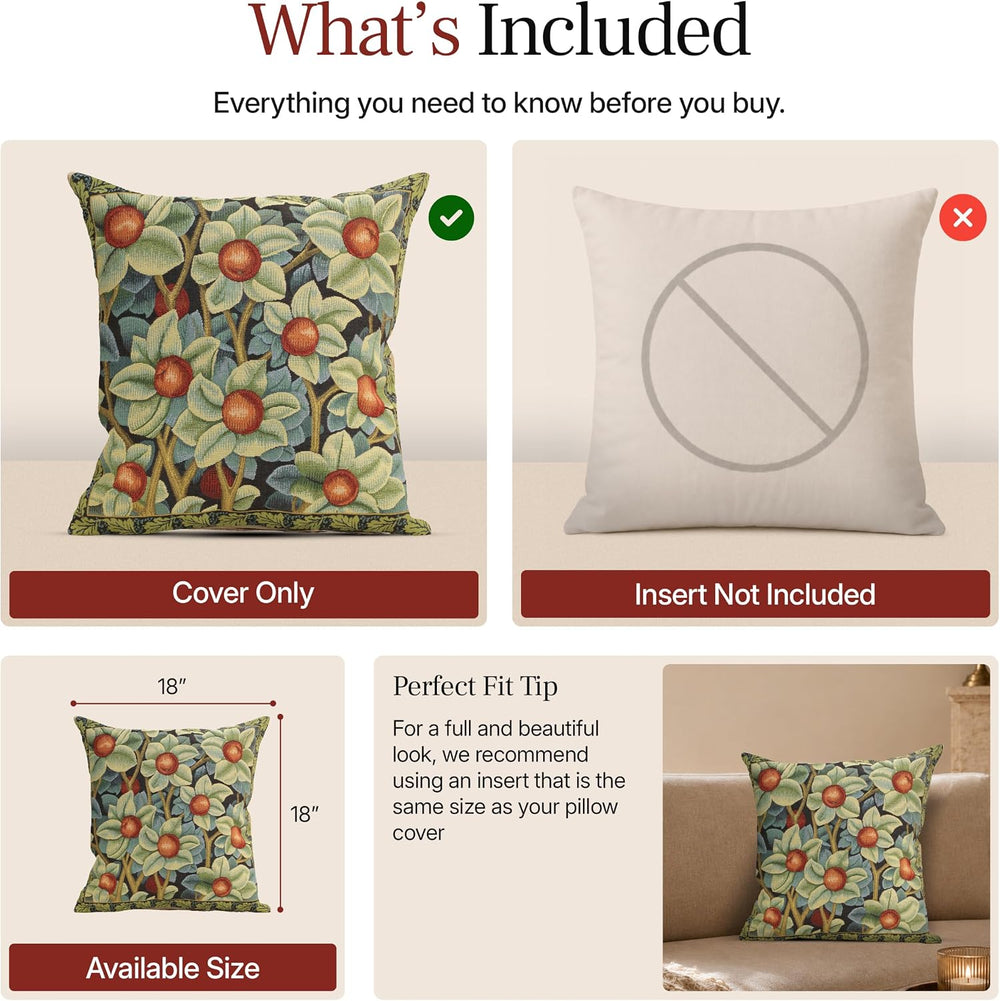 William Morris Orange Tree Tapestry Throw Pillow Cover 18 x 18 in
