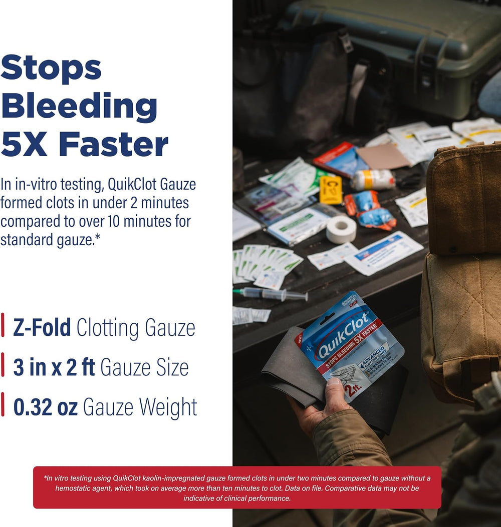 QuikClot Kaolin Clotting Gauze, 2'