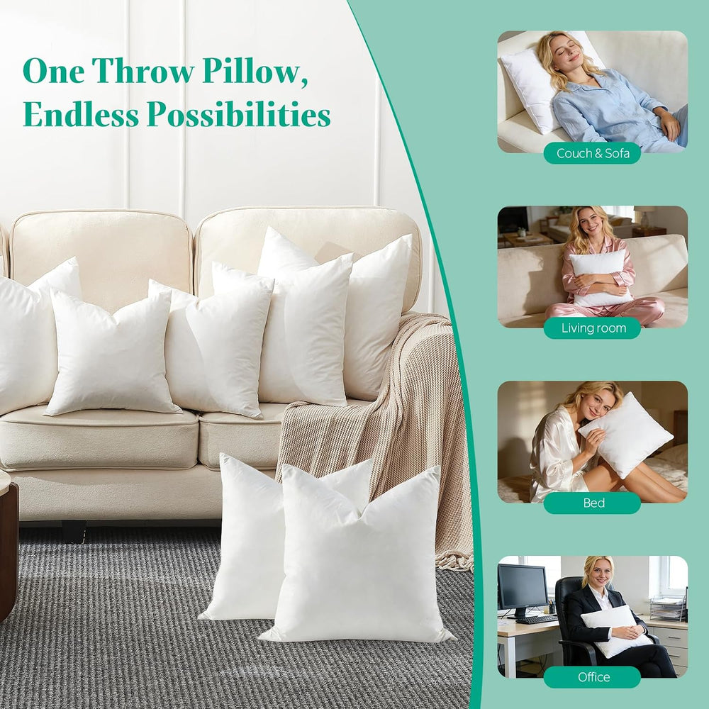 APSMILE Down Feather Throw Pillow Inserts, 18x18 Pillows Set of 2 with Organi...