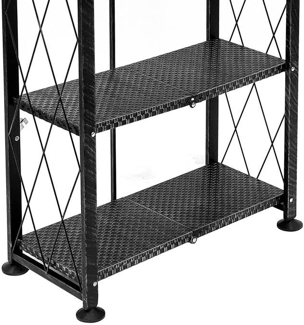 Origami 6-Tier Foldable Heavy-Duty Rolling Storage Shelf Rack Unit, Black