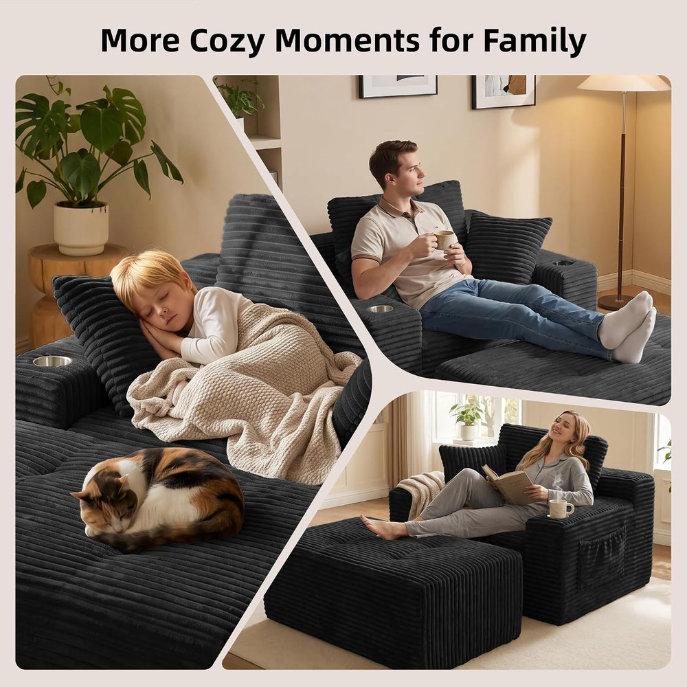 66" Oversized Boneless Chaise Lounge Chair with Ottoman Indoor
