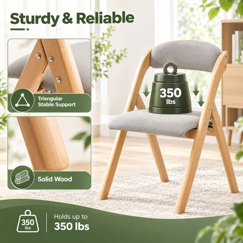 Karl home Folding Dining Chairs Set of 2, Stackable Wooden Padded, Nature