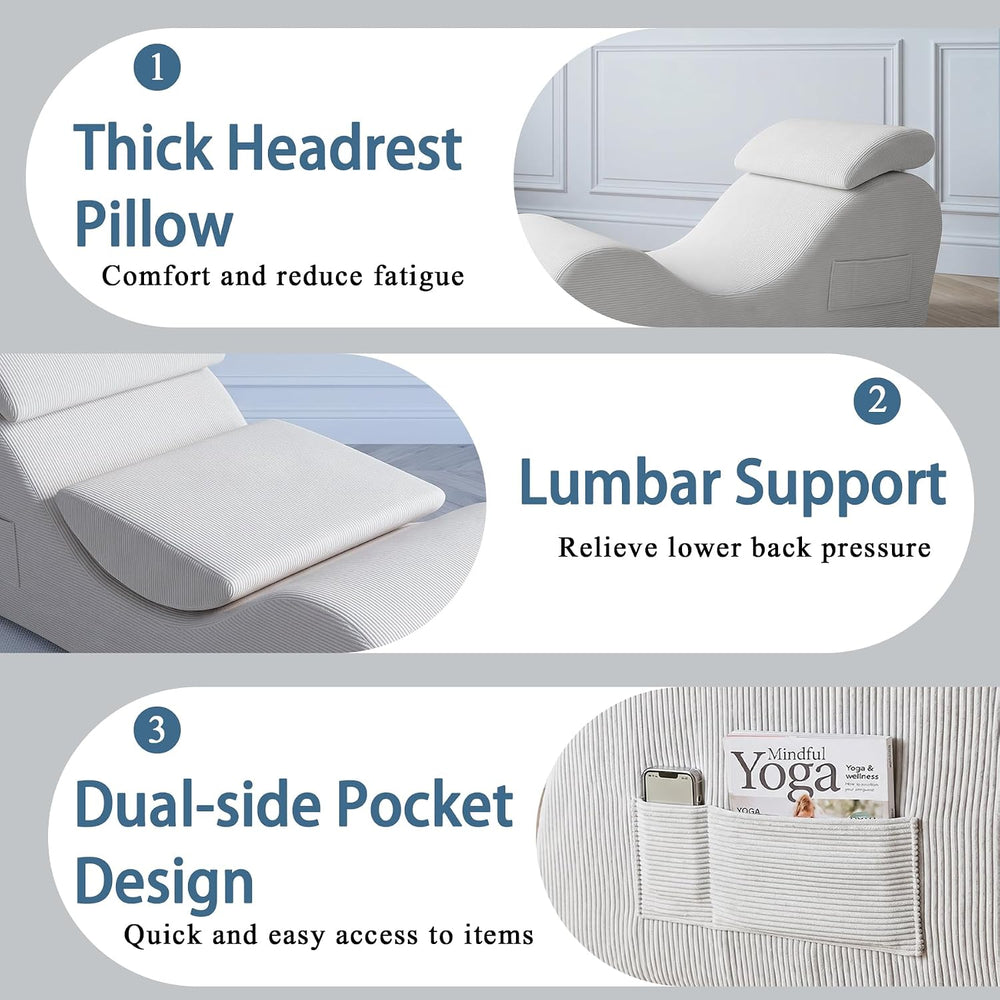 Convertible Yoga Chair Lounge for Adults, Ergonomic Foam Chaise Lounge Chair ...