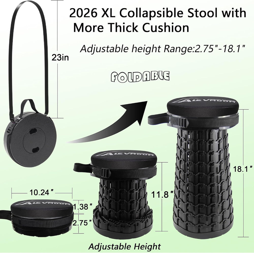 ALEVMOOM Telescoping Stool with Thick Cushion, H18.1 D10.24 Collapsible Retra...