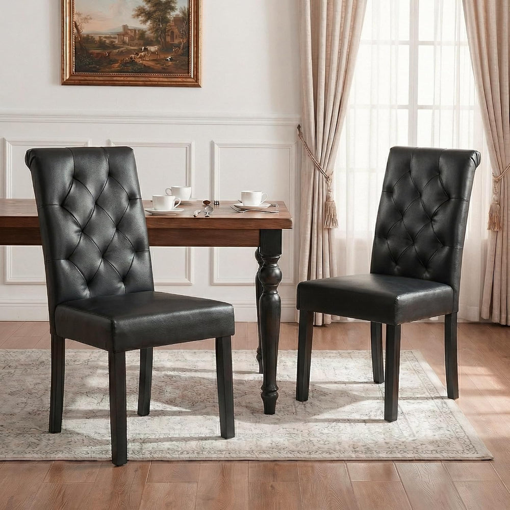 LSSBOUGHT Upholstered Dining Chairs Set of 2,Tufted Parsons Kitchen Chair wit...