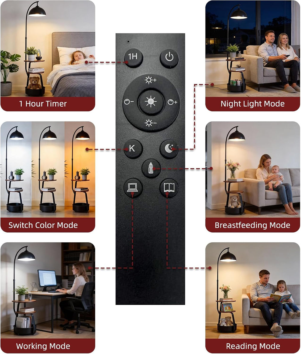 Smart Floor Lamp with Side Table, Dimmable, for Living Room