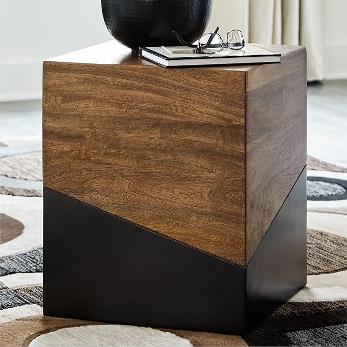 Signature Design by Ashley Trailbend Eclectic Accent End Table, Brown & Gunmetal