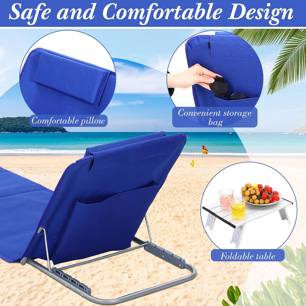 beeveer 3 pcs beach lounge chaise chair with showing dimensions