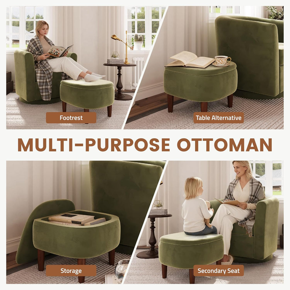 360° Swivel Accent Chair and Storage Ottoman Set