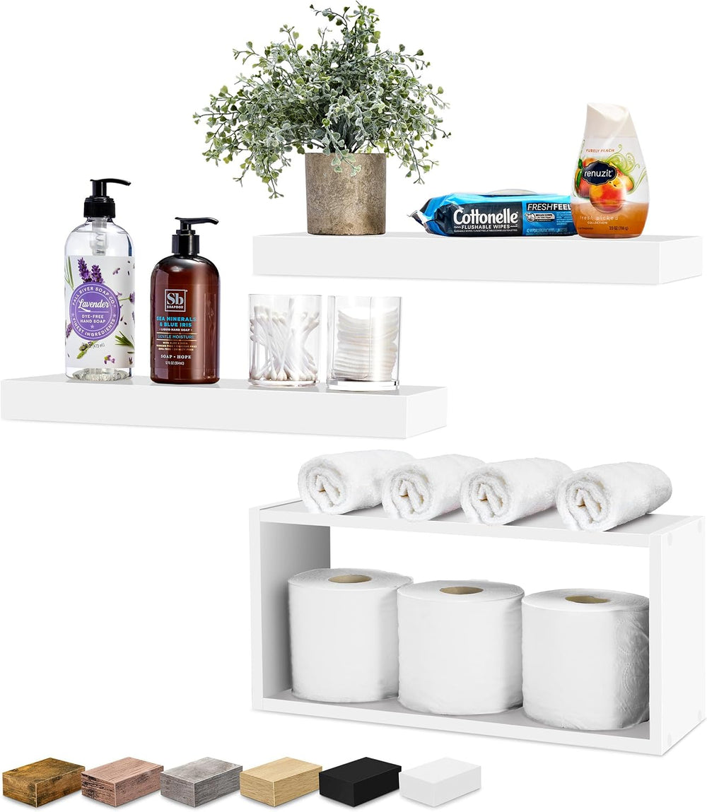 Sorbus Bathroom Shelves, Set of 3, Wall Mounted (White)