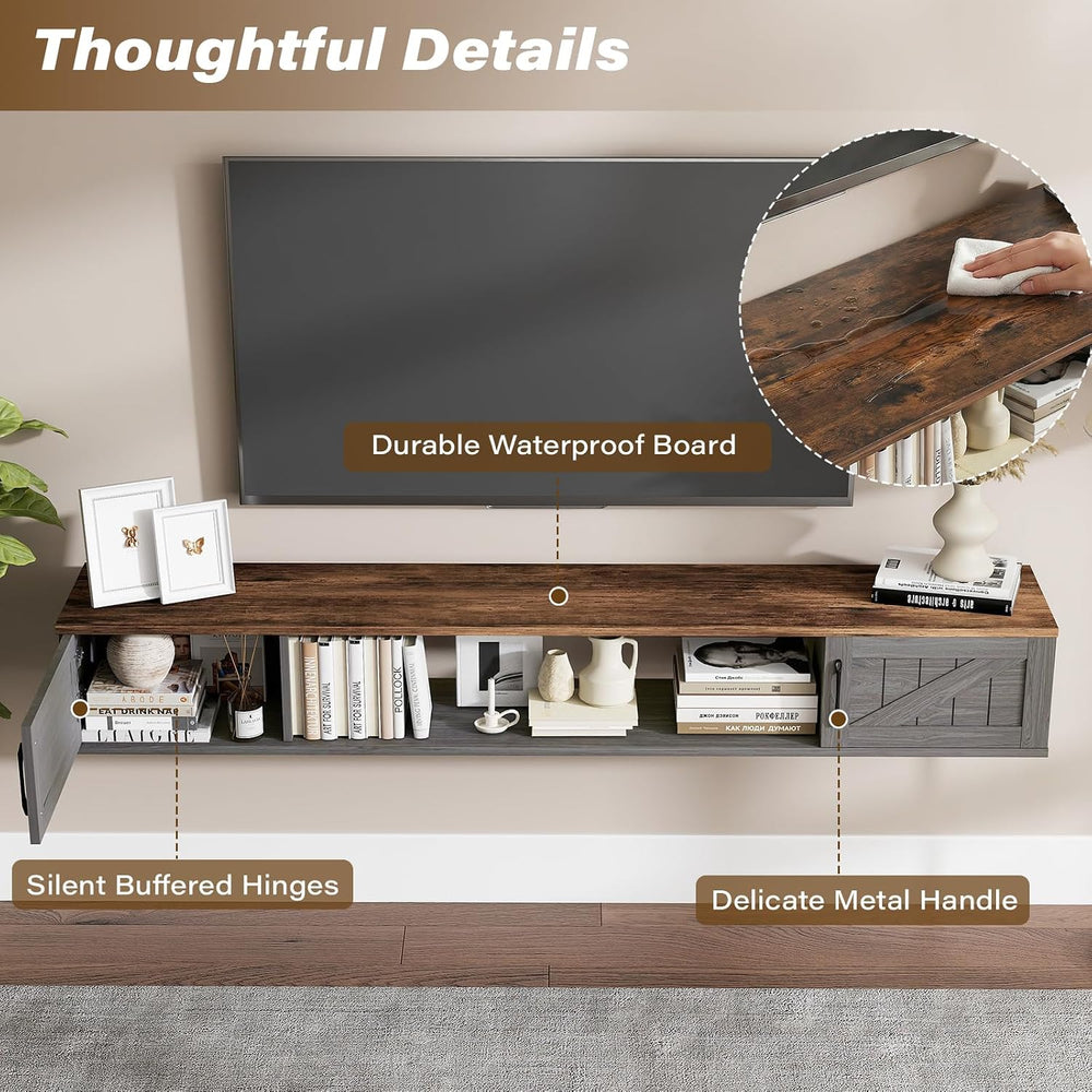 70" Floating TV Stand Wall Mounted with Storage for TVs Up to 80"
