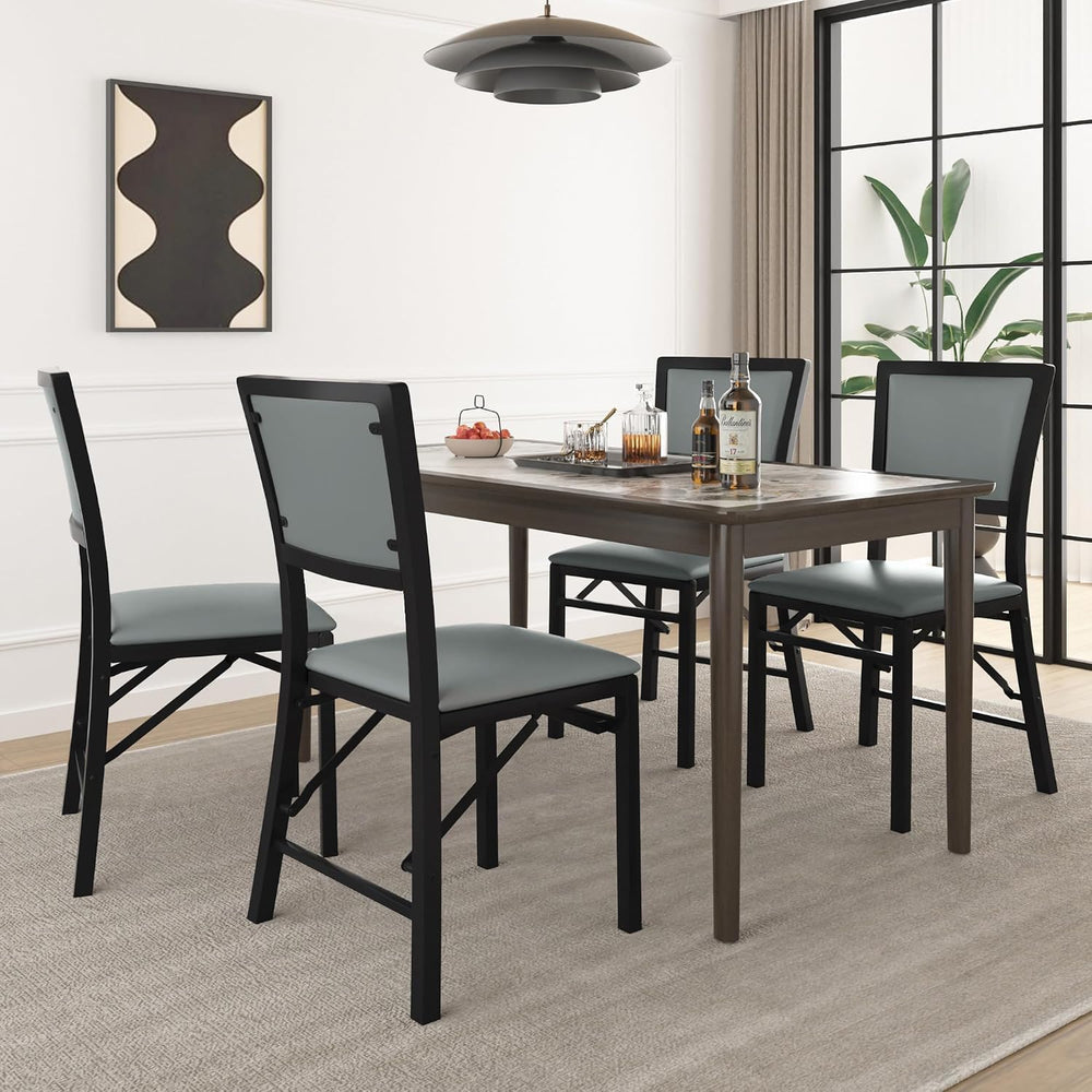 VECELO Folding Chairs Set of 4 with Cushion, Foldable Padded Seats with Heavy...