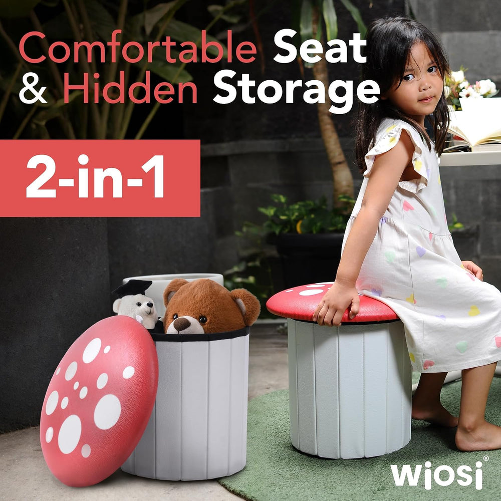 Mushroom Ottoman Stool with Storage, Multipurpose Mushroom Decor Chair