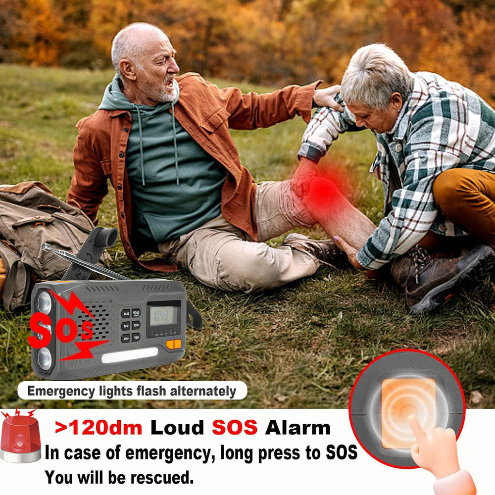 Emergency Hand Crank Radio, 7400mWh Solar Weather Radio with AM/FM/NOAA, Batt...