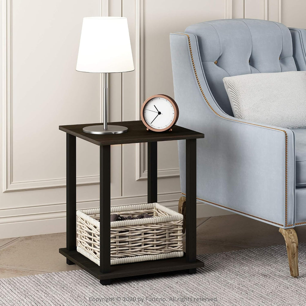 Furinno Coffee Table and End Tables Set (2 Pieces) | Blackwood and Espresso/Black