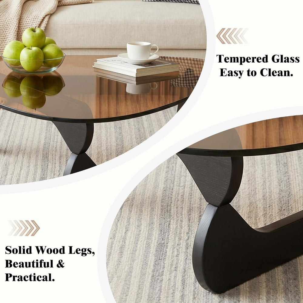 34" Coffee Table for Living Room Mid Century Modern Center Table with So...