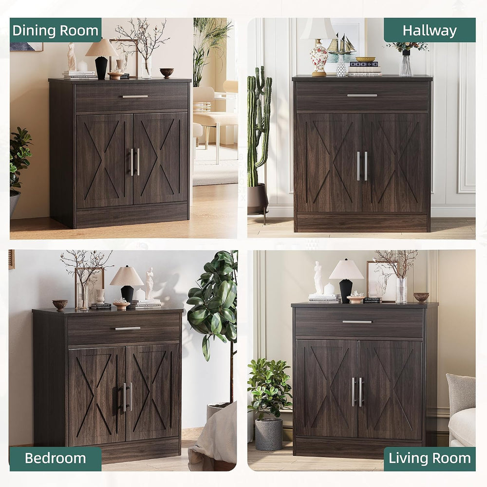 Shintenchi Farmhouse Storage Cabinets, Kitchen Barn Door Cabinet