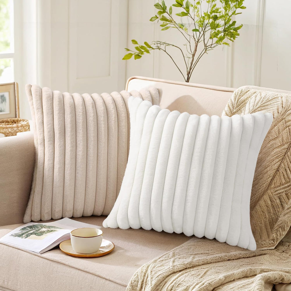Pallene Faux Fur Decorative Throw Pillow Covers 26x26 Set of 2, Apricot