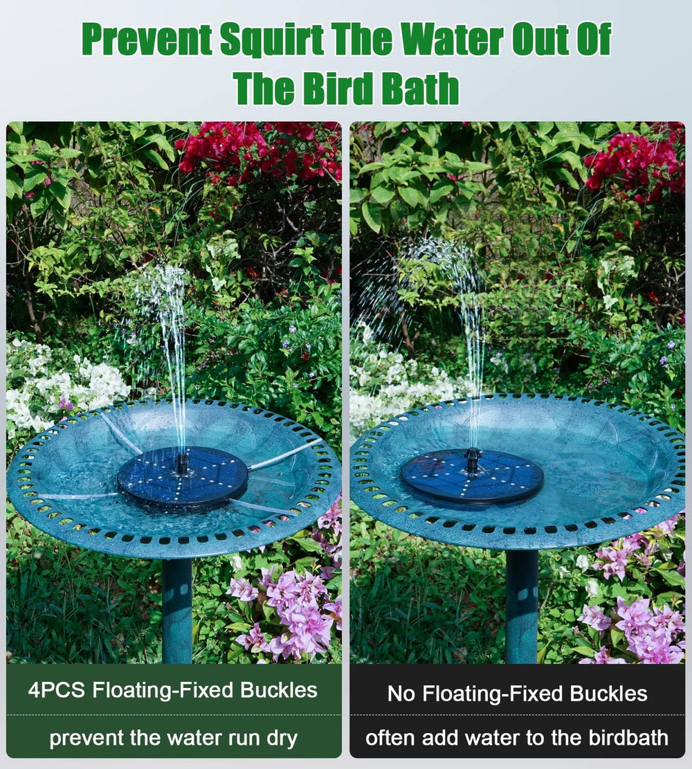 SZMP Solar Fountain with Colorful Star-Shaped Lights, 4W Bird Bath Fountain P...
