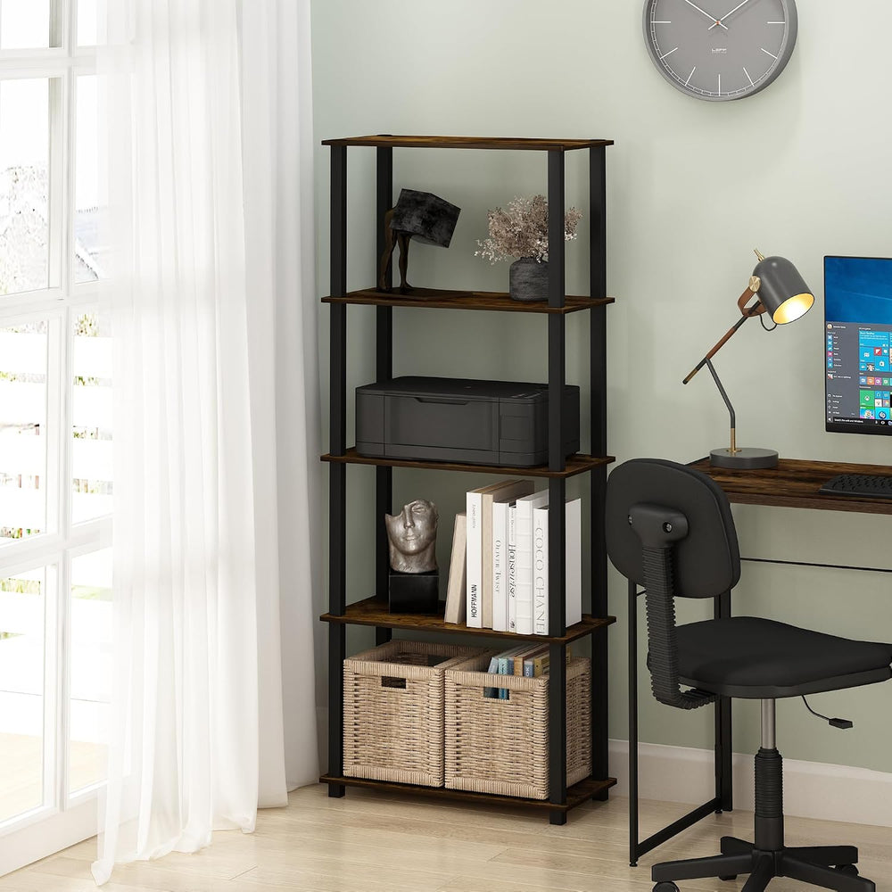 Furinno Turn-S-Tube 5-Tier Multipurpose Shelf Display Rack with Square Tubes,...