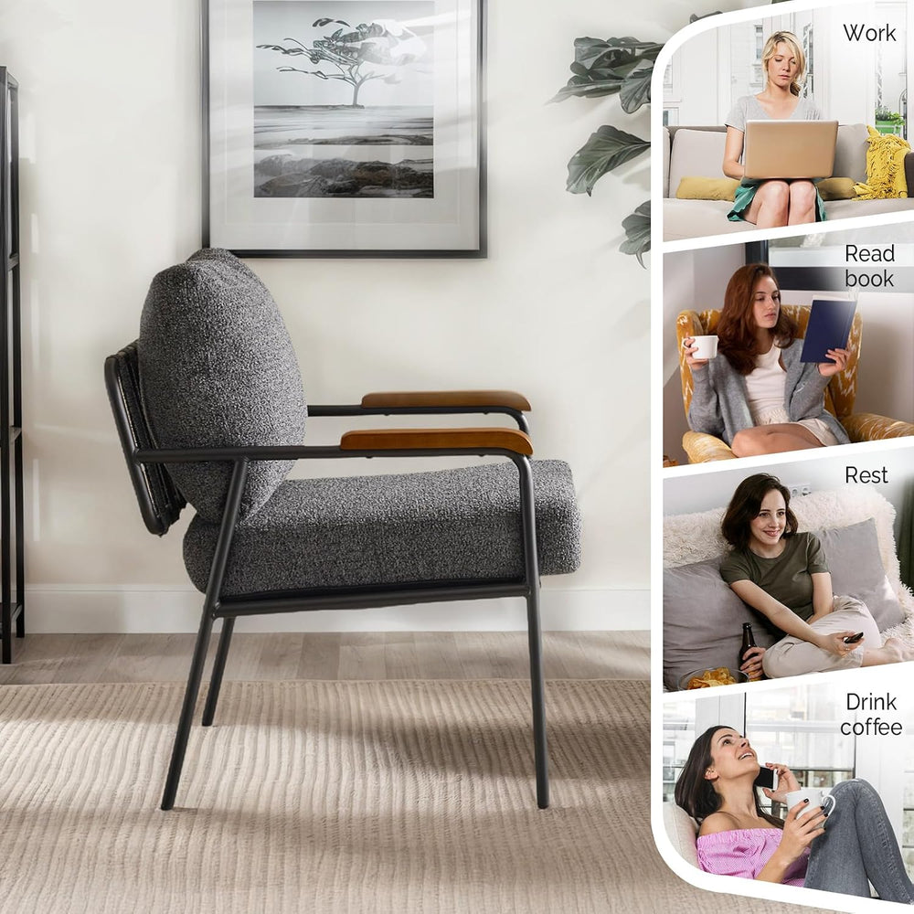 VINGLI Mid-Century Modern Accent Armchiar for Small Space, Small Comfy Uphols...