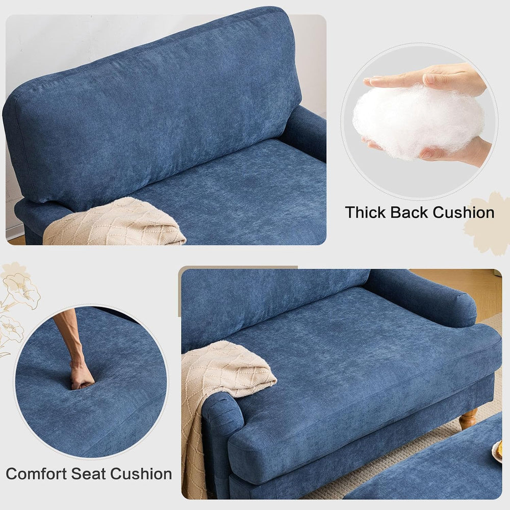 Bezseller 46" W Oversized Chair Indoor with Ottoman (Blue)