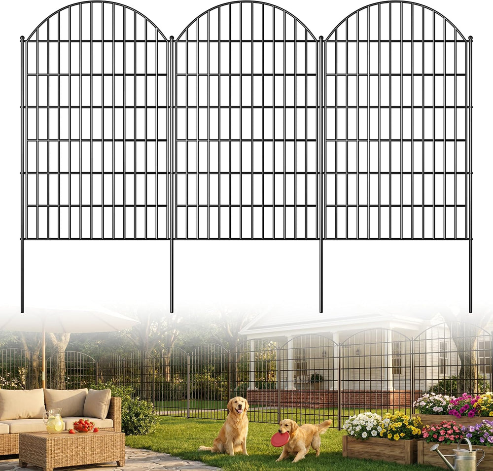 Toolterritary 10 Panels Arched No Dig Decorative Garden Fence, 48in(H) x 26ft...
