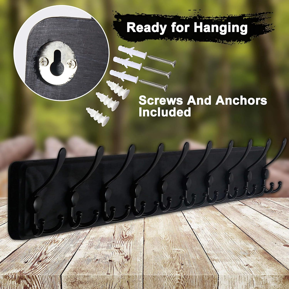 Dseap Coat Rack Wall - Heavy-Duty 38-1/4" Long, with Reinforced 10 Custo...