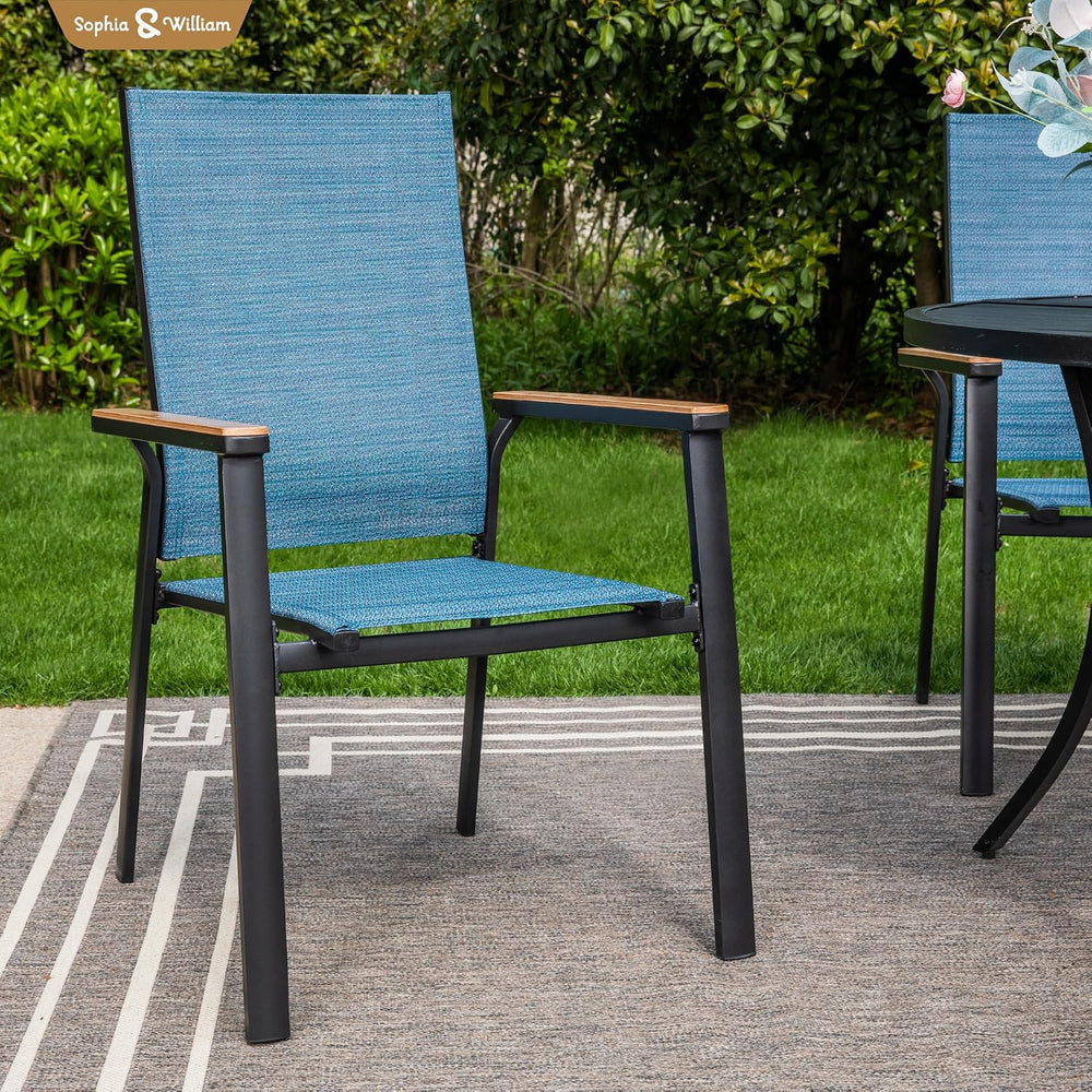Sophia & William Patio Dining Chairs Set of 2, Stackable Aluminuum Frame