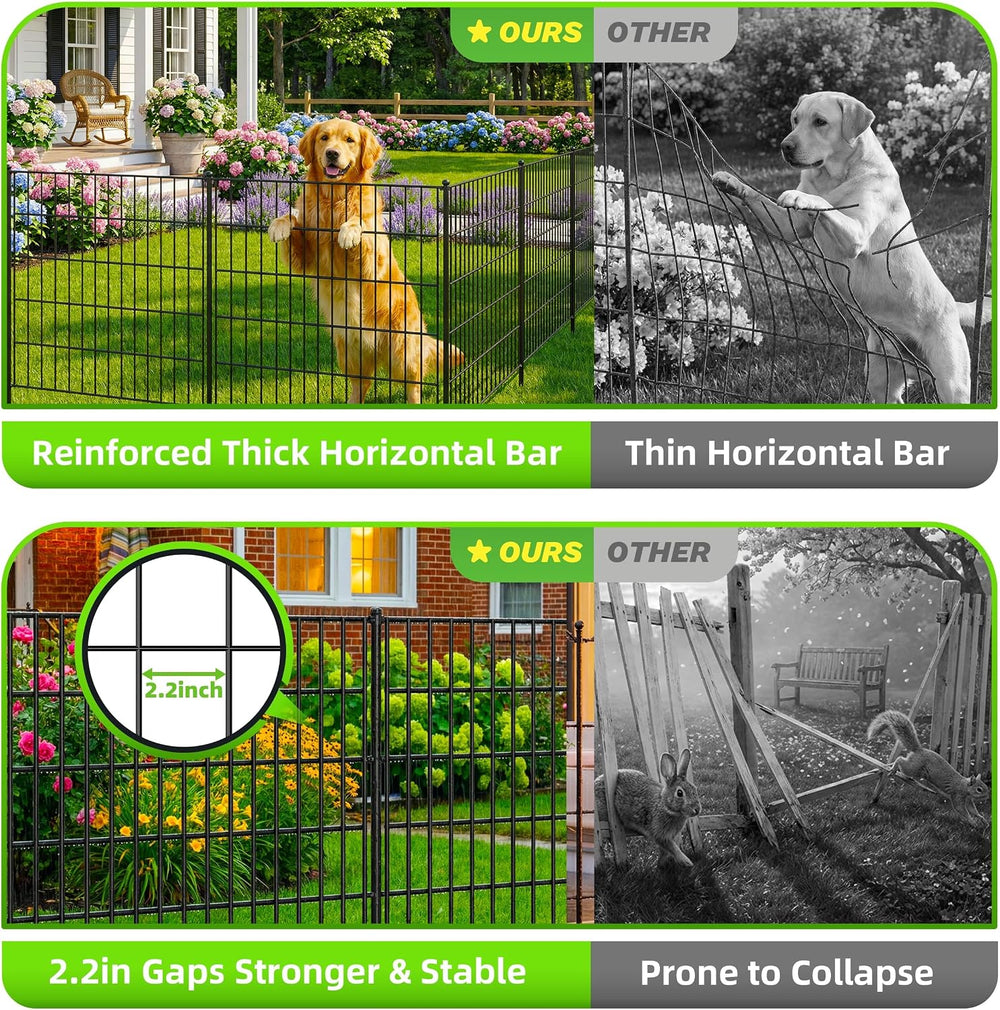 Toolterritary 15 Panels No Dig Decorative Garden Fence with Gate, 40in(H) x 3...