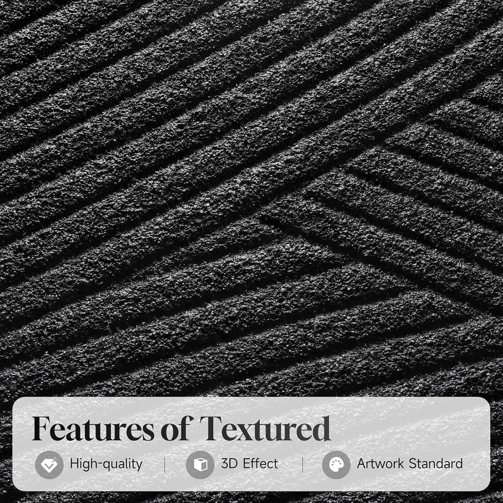 Large Framed 3D Black Abstract Wall Art for Living Room Horizontal 60x30 In