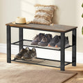 Simple Houseware Wood Top Shoe Storage Bench for Entryway, Rustic Brown