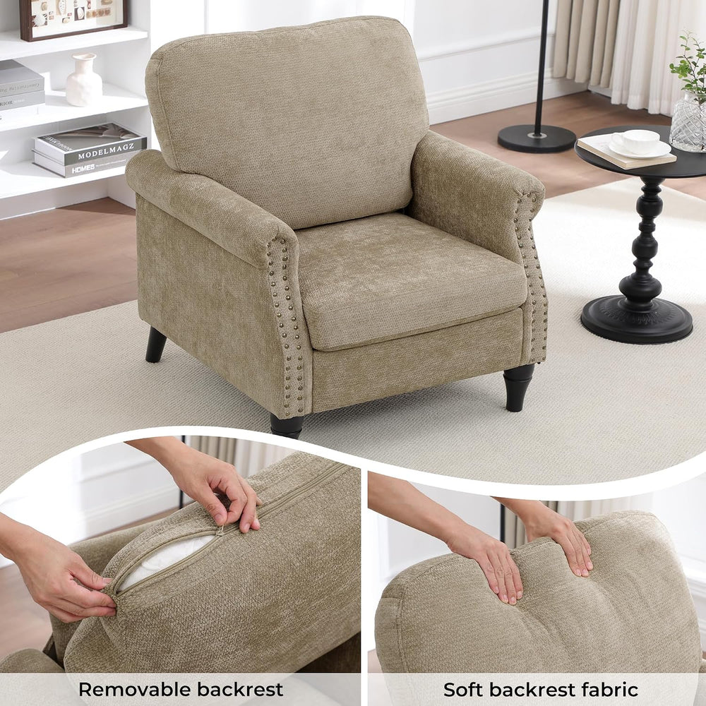 Accent Chair for Living Room, Modern Mid Century Reading Chair Armchair High ...