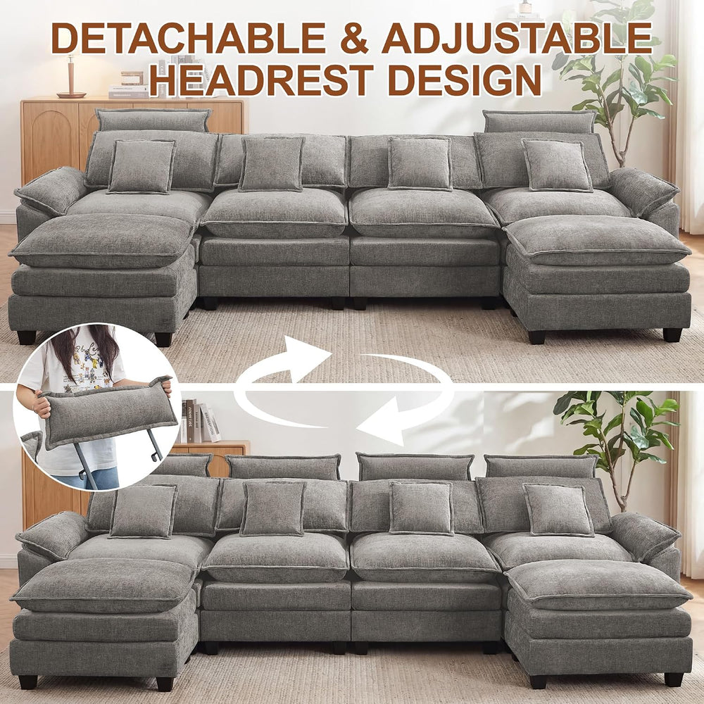 46'' Oversized Chaise Lounge with Ottoman, Cloud Deep Seat Accent Sof...