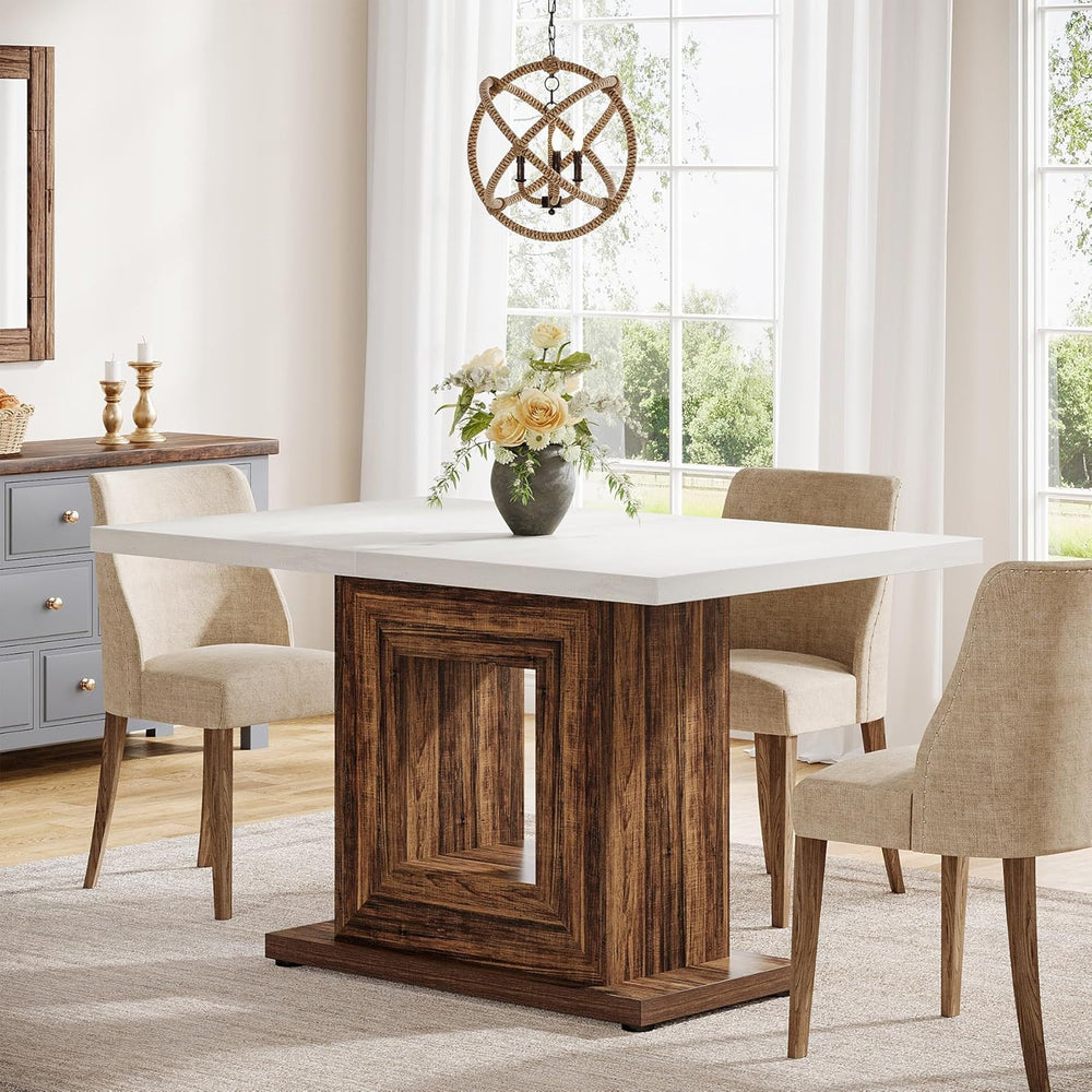 Tribesigns 47-Inch Farmhouse Dining Table for 4, White Kitchen Dinner Table w...