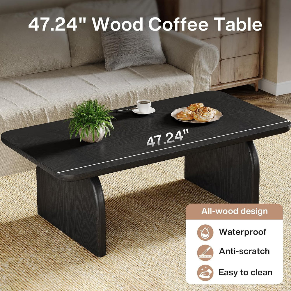 Tribesigns Rectangle Coffee Table, 47-Inch Wood Rectangular Living Room Table...