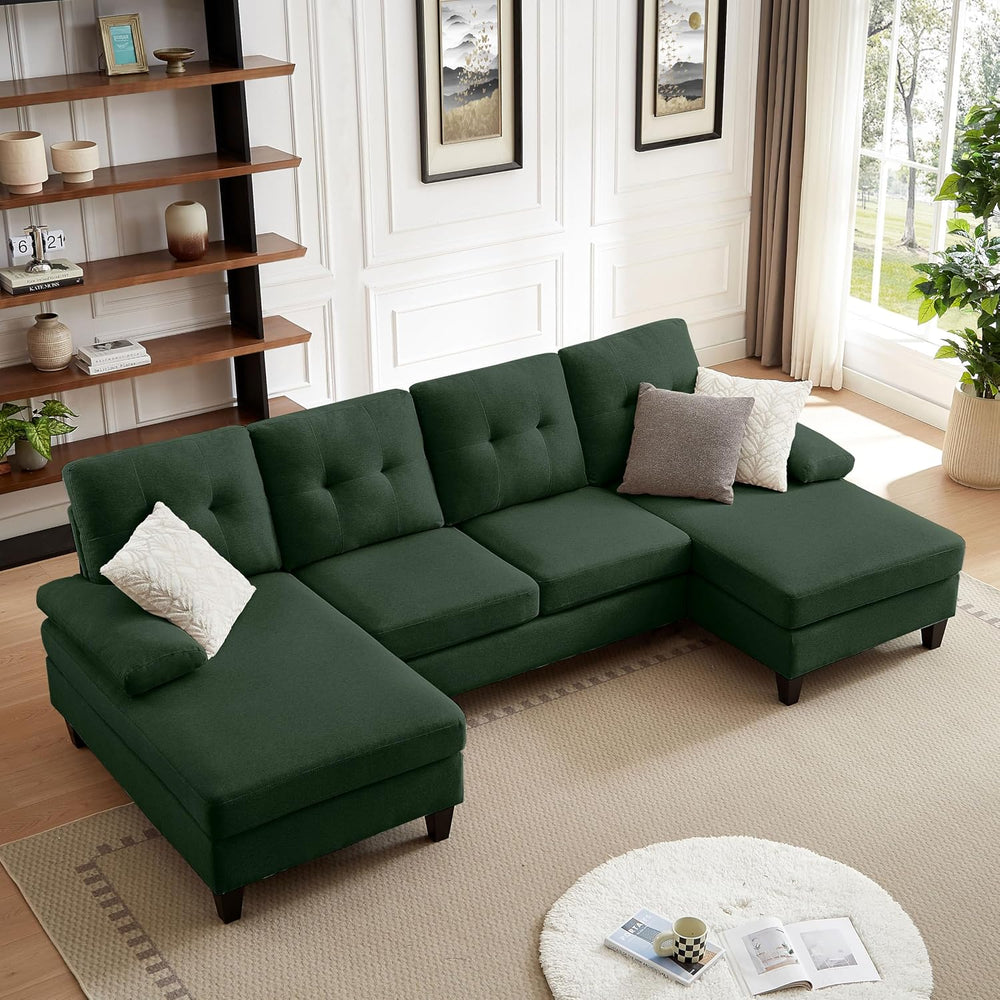 Sectional Couches for Living Room, Modern Linen Fibre U Shaped Sofa Couch wit...