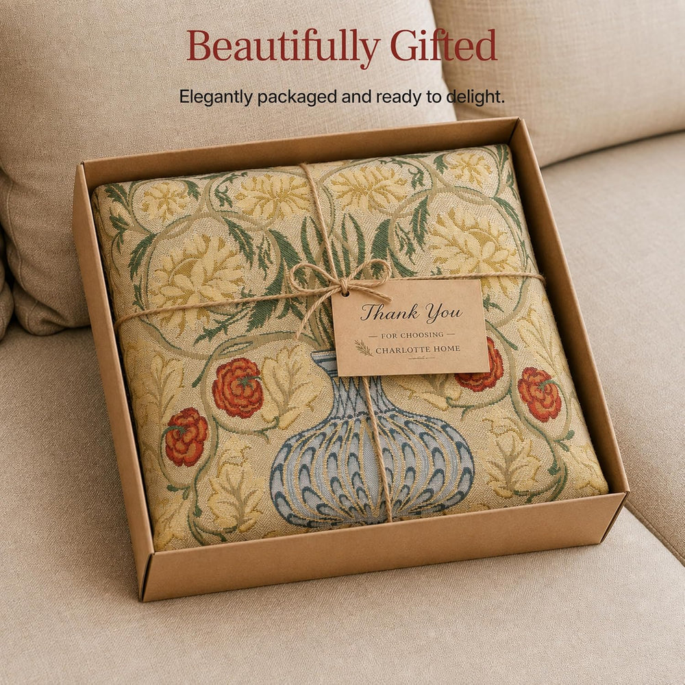 William Morris Yellow Rose Tapestry Throw Cotton Pillow Cover 18 x 18 in